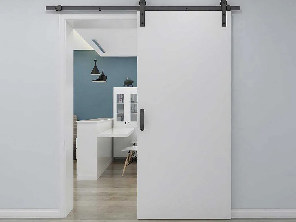 Schuifdeur Varin - H205Cm X L83Cm - Mdf + Wit Pvc-Vente-unique