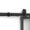 Schuifdeur Werkplaatsstijl Met Rails - Zwart En Mat Gehard Glas - H205 Cm X B83 Cm - Artisto Ii-Vente-unique Sale