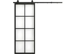 Schuifdeur Wilden - H205 X L83 Cm - Aluminium En Gehard Glas-Vente-unique Outlet