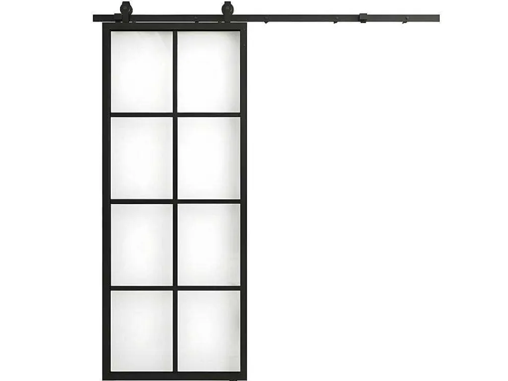 Schuifdeur Wilden - H205 X L83 Cm - Aluminium En Gehard Glas-Vente-unique Outlet