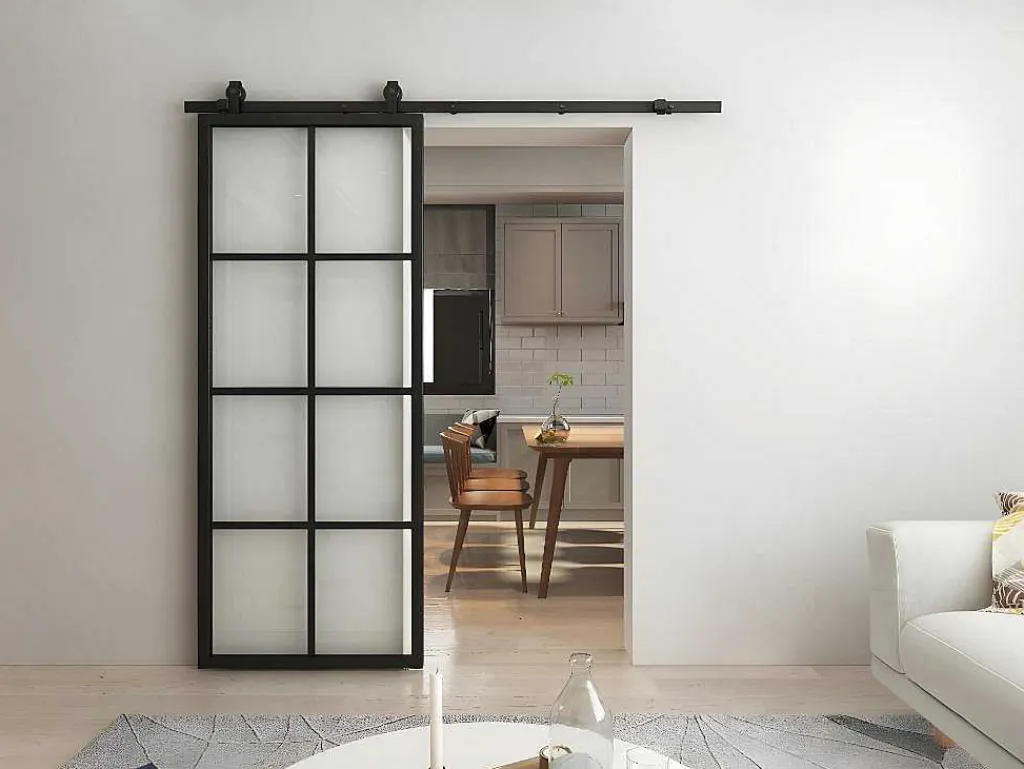 Schuifdeur Wilden - H205 X L83 Cm - Aluminium En Gehard Glas-Vente-unique Outlet