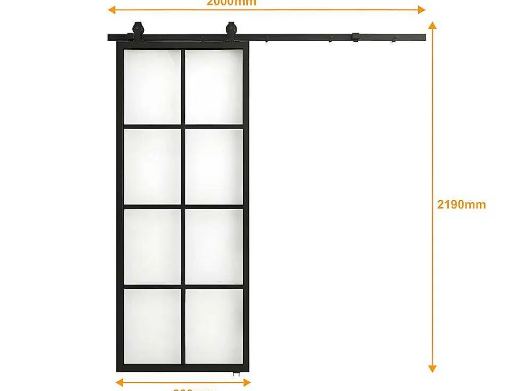 Schuifdeur Wilden - H205 X L83 Cm - Aluminium En Gehard Glas-Vente-unique Outlet