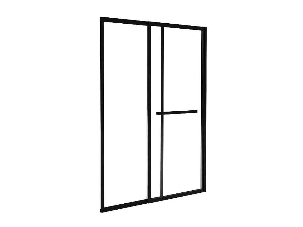 Schuifdouchewand Mat Zwart Met Handdoekenrek - 120 X 140 Cm - Waimea-Shower & Design Sale