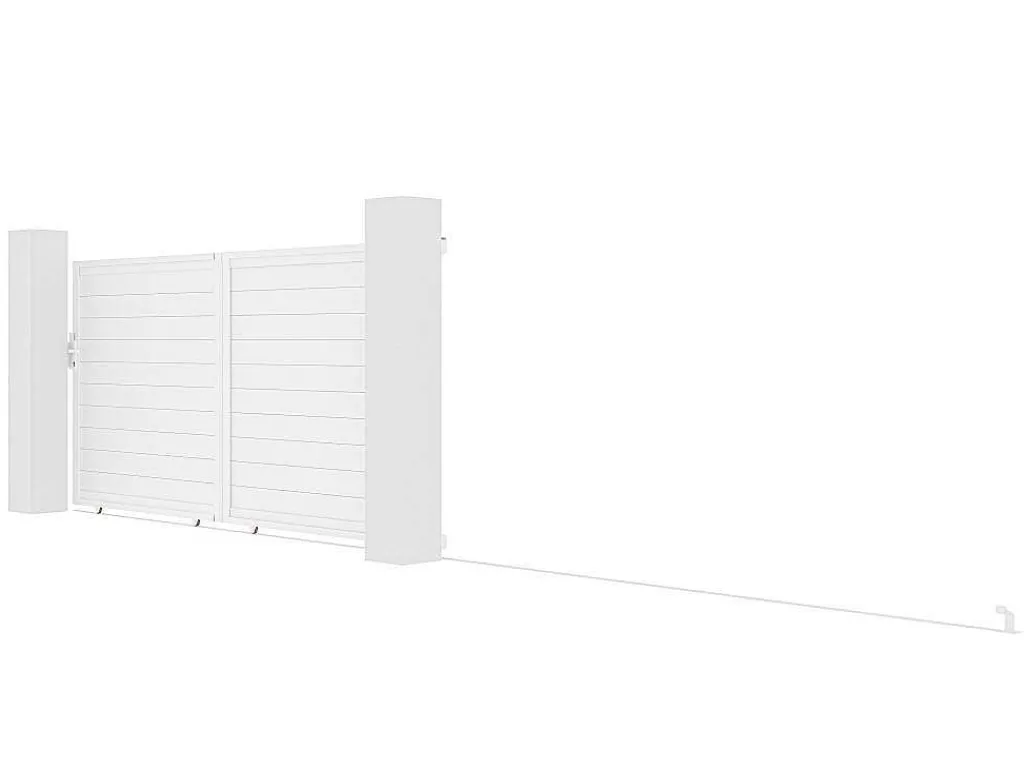 Schuifpoort Aluminium L374 X H180 Cm Wit - Nazario-EXPERTLAND New