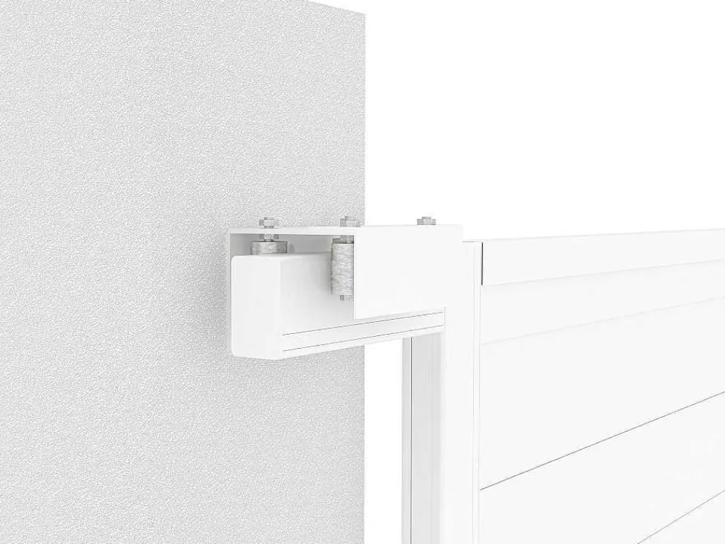 Schuifpoort Aluminium L374 X H180 Cm Wit - Nazario-EXPERTLAND New