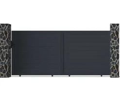 Schuifpoort Van Antraciet Opengewerkt Aluminium - L374 X 165 Cm - Nazario-EXPERTLAND Best