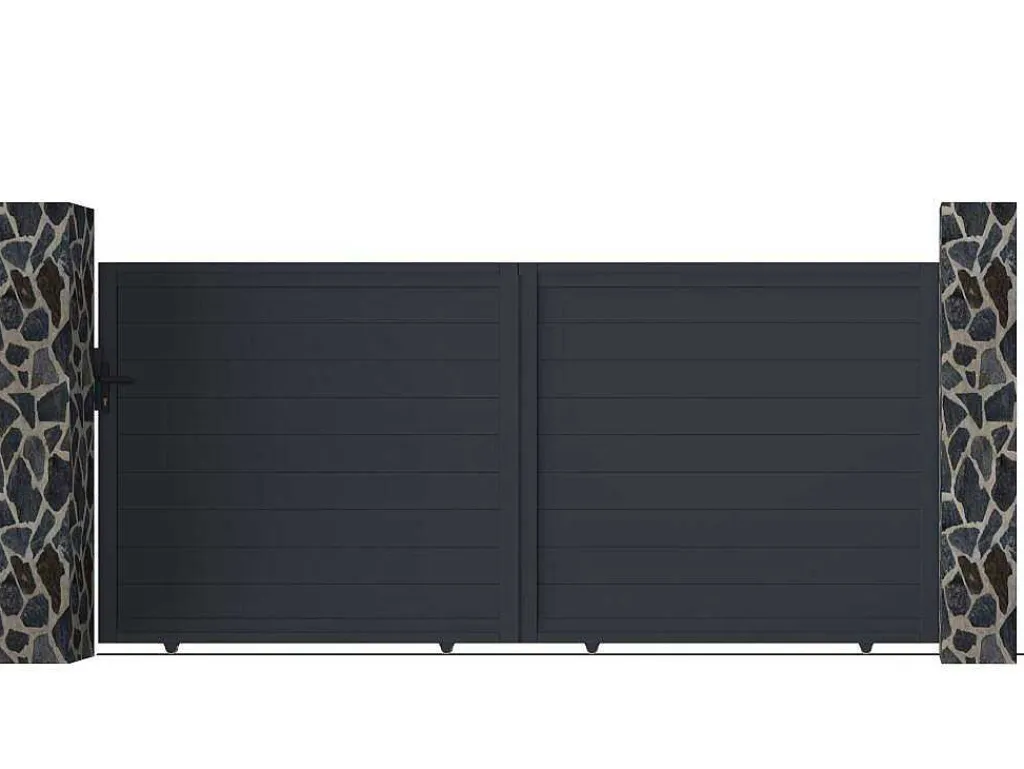 Schuifpoort Van Antraciet Opengewerkt Aluminium - L374 X 165 Cm - Nazario-EXPERTLAND Best