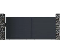 Schuifpoort Van Antraciet Opengewerkt Aluminium - L416 X 180 Cm - Nazario-EXPERTLAND Discount