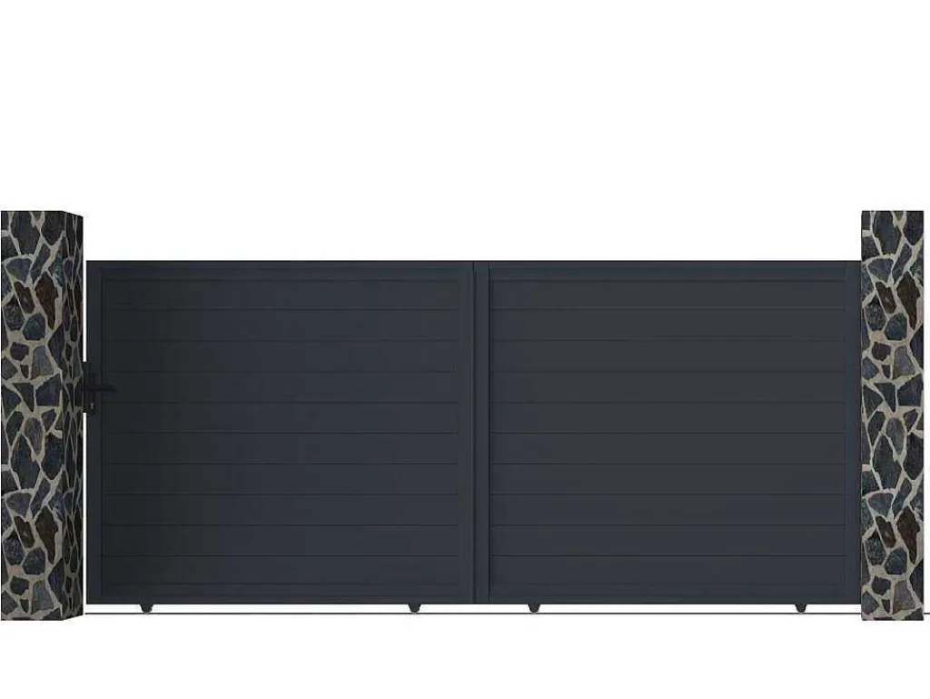 Schuifpoort Van Antraciet Opengewerkt Aluminium - L416 X 180 Cm - Nazario-EXPERTLAND Discount