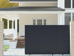 Schuifpoort Van Antraciet Opengewerkt Aluminium - L416 X 180 Cm - Nazario-EXPERTLAND Discount