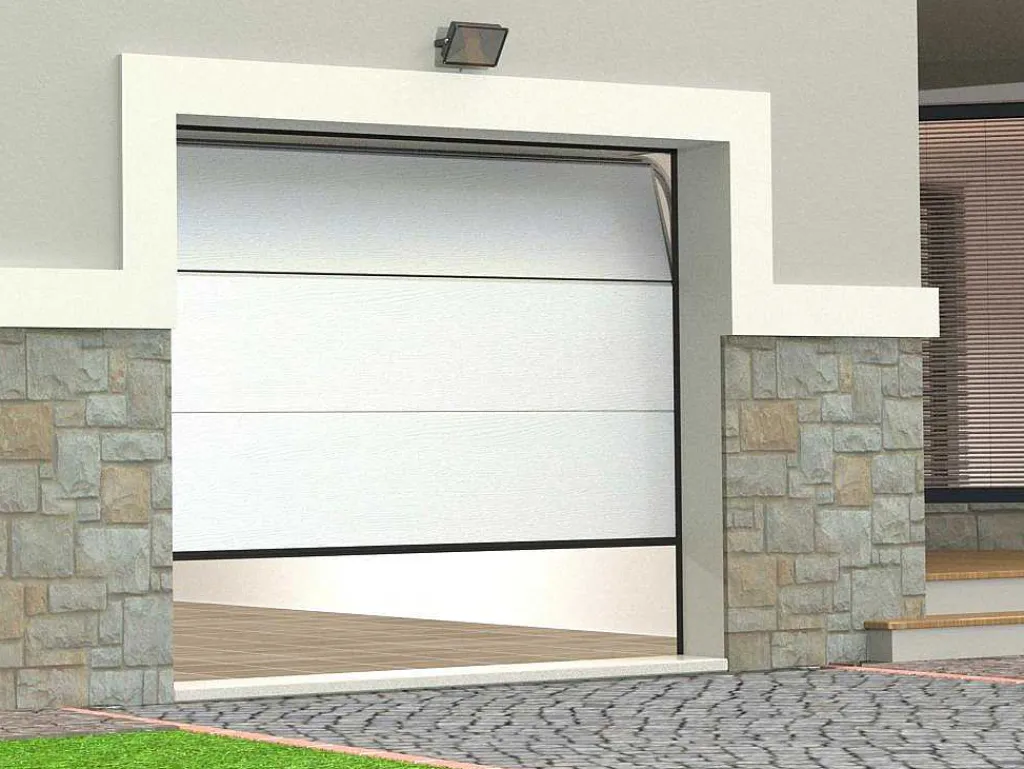 Sectionale Garagedeur Houtdecor Wit Met Motor - Prieta-Somfy Hot