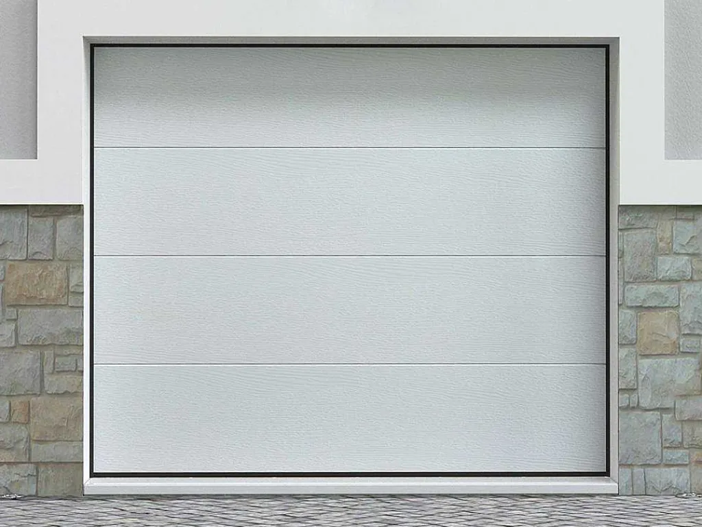 Sectionale Garagedeur Houtdecor Wit Met Motor - Prieta-Somfy Hot