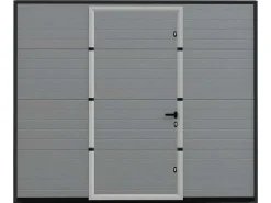 Sectionale Garagedeur Met Gegroefd Effect En Centrale Grijze Loopdeur Met Motor - Noria-Vente-unique Online