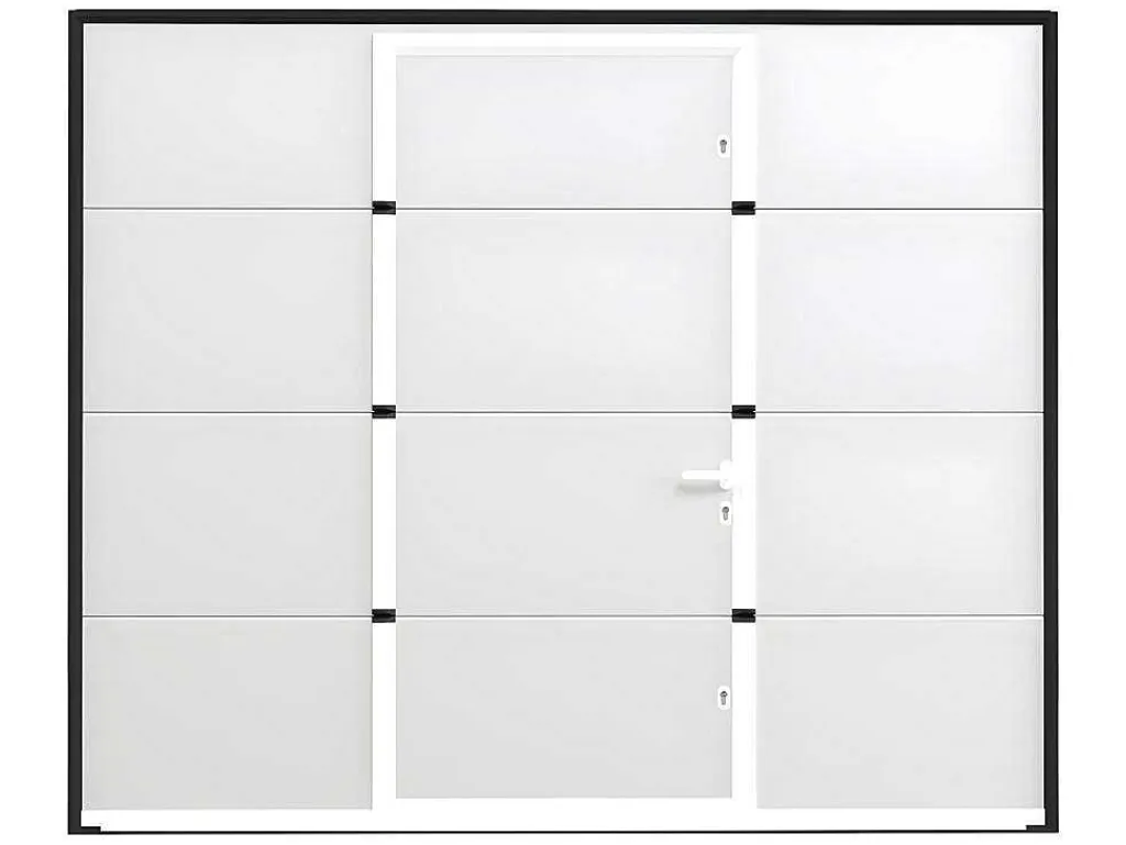 Sectionale Garagedeur Met Glad Effect Met Centrale Witte Loopdeur En Motor - Lavega-Somfy Discount