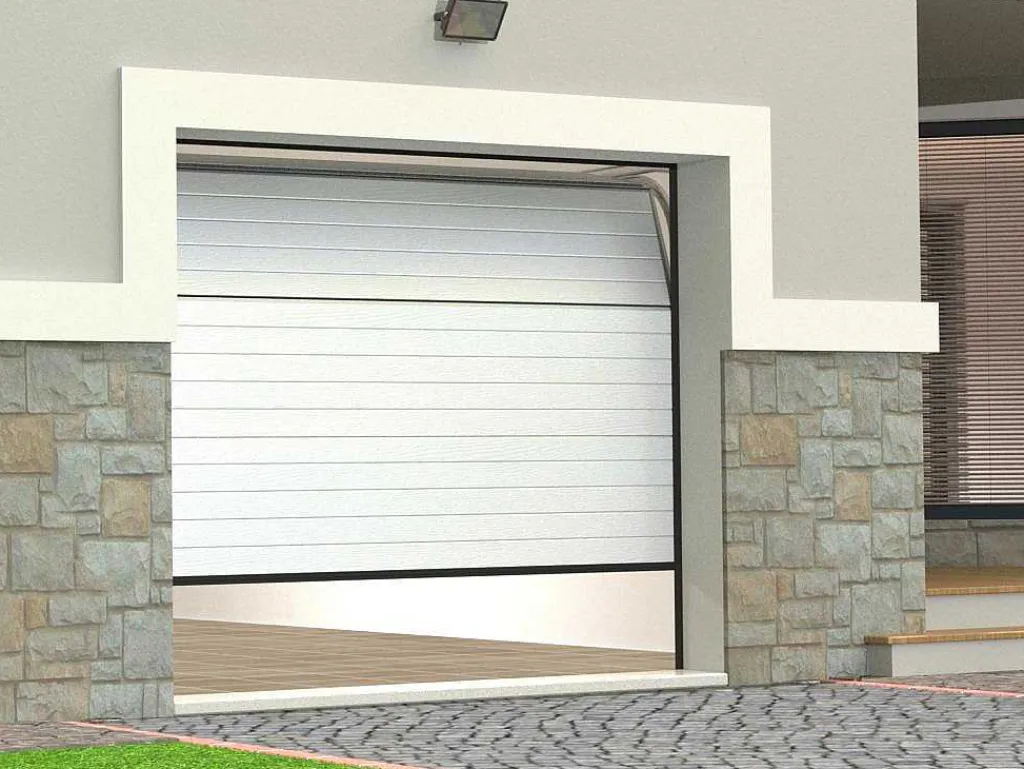 Sectionale Garagedeur Met Wit Groefeffect En Motor - Noria-Somfy Hot