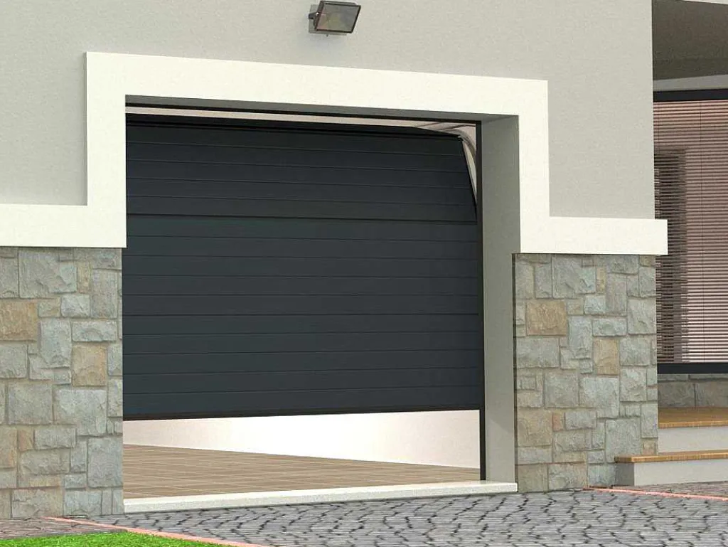 Sectionale Garagedeur Met Groefeffect Antraciet - Noria-Vente-unique Sale
