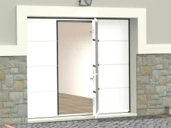 Sectionale Garagedeur Met Glad Effect En Centrale Witte Loopdeur Met Motor - Lavega-Vente-unique Hot