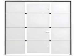 Sectionale Garagedeur Met Glad Effect En Centrale Witte Loopdeur Met Motor - Lavega-Vente-unique Hot