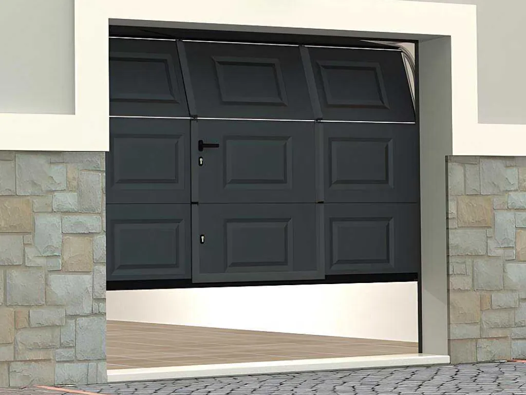 Sectionale Garagedeur Met Motor Met Centrale Antraciet Loopdeur - Caopas-Somfy Best