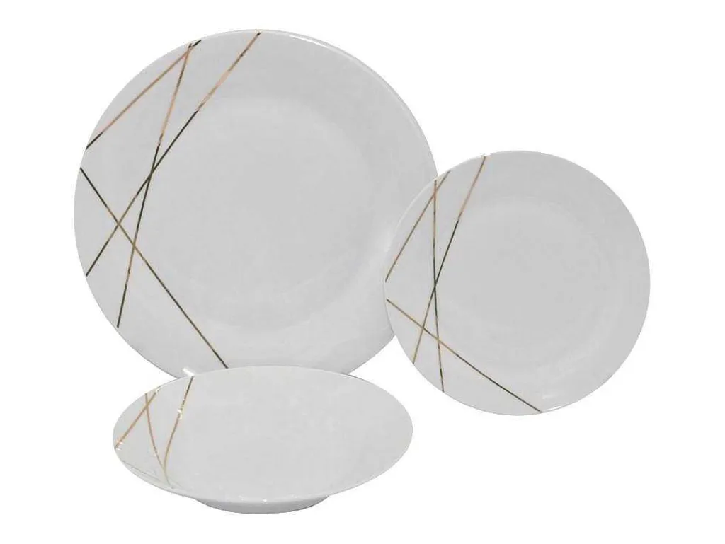 Servies 18 Stuks Van Porselein - Wit En Goud - Linasio-OZAIA Discount