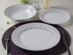 Servies 18 Stuks Van Porselein - Wit En Goud - Serisia-OZAIA New
