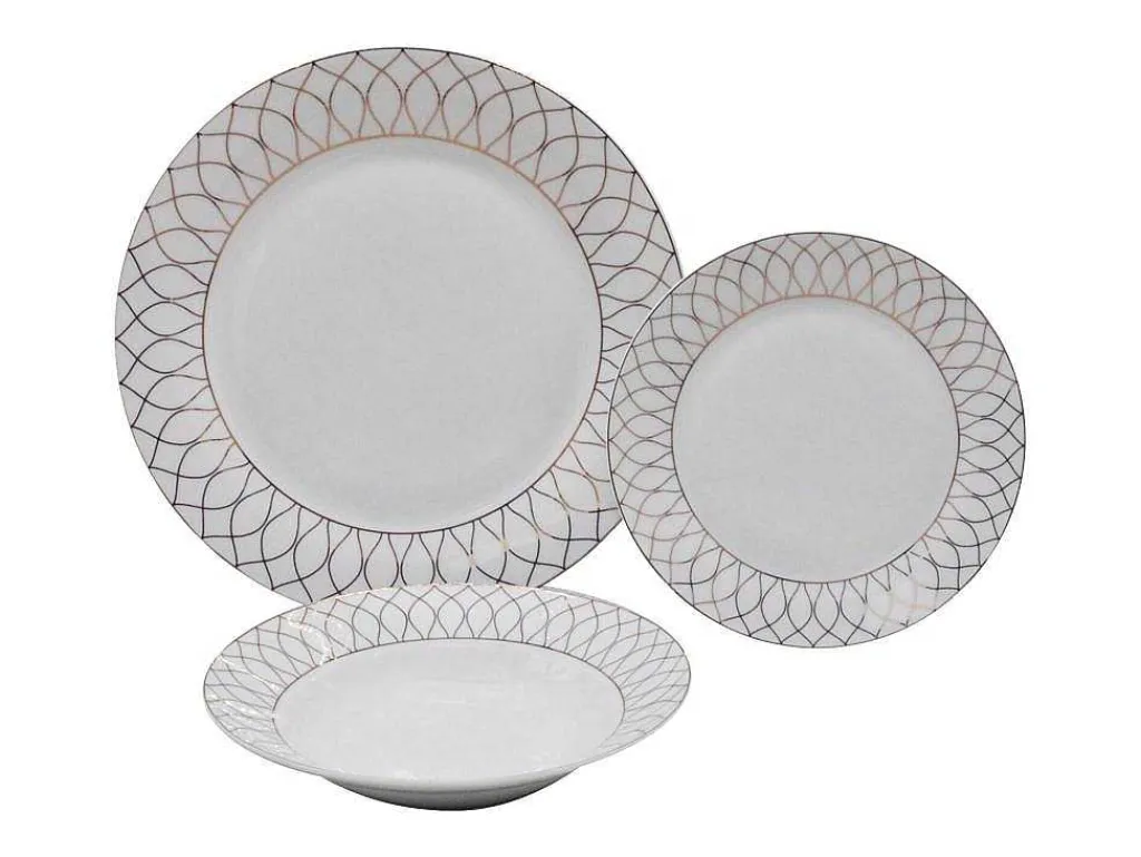 Servies 18 Stuks Van Porselein - Wit En Goud - Serisia-OZAIA New