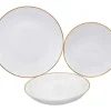 Servies 18 Stuks Van Porselein - Wit En Gouden Bies - Julina-OZAIA Best
