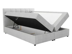 Set Bed Met Hoofdbord Met Capitons + Bedbodem Met Opbergruimte + Matras+ Dekmatras - 160 X 200 Cm - Stof - Lichtgrijs - Kida Van Ysmee-Ysmée New