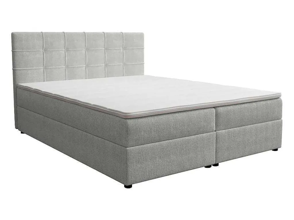 Set Bed Met Hoofdbord Met Capitons + Bedbodem Met Opbergruimte + Matras+ Dekmatras - 160 X 200 Cm - Stof - Lichtgrijs - Kida Van Ysmee-Ysmée New