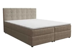 Set Bed Met Hoofdbord Met Capitons + Bedbodem Met Opbergruimte + Matras + Dekmatra - 160 X 200 Cm - Stof - Taupegrijs - Kida Van Ysmee-Ysmée Best