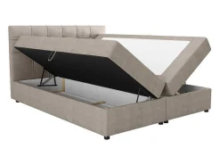 Set Bed Met Hoofdbord Met Capitons + Bedbodem Met Opbergruimte + Matras+ Dekmatras- 180 X 200 Cm - Stof - Taupegrijs - Kida Van Ysmee-Ysmée