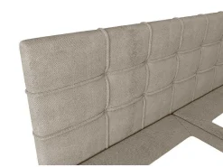 Set Bed Met Hoofdbord Met Capitons + Bedbodem Met Opbergruimte + Matras+ Dekmatras- 180 X 200 Cm - Stof - Taupegrijs - Kida Van Ysmee-Ysmée