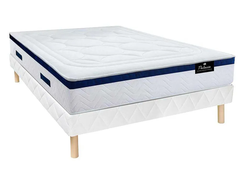Set Bedbodem En Matras Pocketveren En Vormgeheugen Met Textuur Marquis Van Dreamea - Dikte 30 Cm - 140 X 190 Cm - Blauw-Palacio Outlet