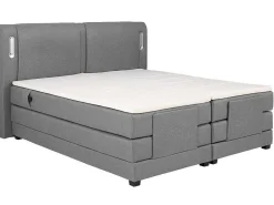 Set Boxspring + Hoofdbord Met Ledlampjes + Elektrische Relaxbedbodems + Matras + Topmatras - 2 X 90 X 200 Cm - Grijze Stof - Astemi Van-Palacio Online