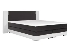 Set Boxspring En Matras Met Hoofdeinde Met Leds + Lattenbodem + Matras + Dekmatras Asti Van Ysmee - 160 X 200 Cm - Kunstleer - Wit En Grijs-Ysmée Sale