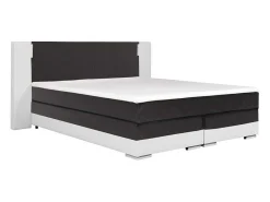 Set Boxspring Hoofdbord Met Led-Verlichting + Bedbodems + Matras + Topmatras Asti Van Ysmee - 180 X 200 Cm - Kunstleer - Wit En Grijs-Ysmée Best
