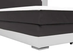 Set Boxspring Hoofdbord Met Led-Verlichting + Bedbodems + Matras + Topmatras Asti Van Ysmee - 180 X 200 Cm - Kunstleer - Wit En Grijs-Ysmée Best