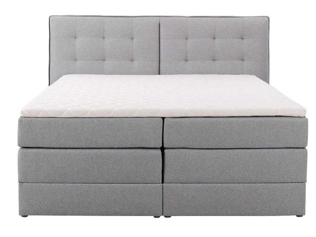 Set Boxspring Met Hoofdbord + Bedbodems Met Opbergruimte + Matras + Dekmatras - 160 X 200 Cm - Lichtgrijze Stof - Perama Van-Palacio Online