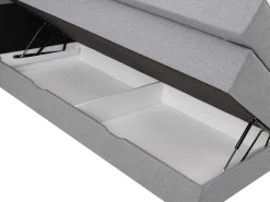 Set Boxspring Met Hoofdbord + Bedbodems Met Opbergruimte + Matras + Dekmatras - 160 X 200 Cm - Lichtgrijze Stof - Perama Van-Palacio Online