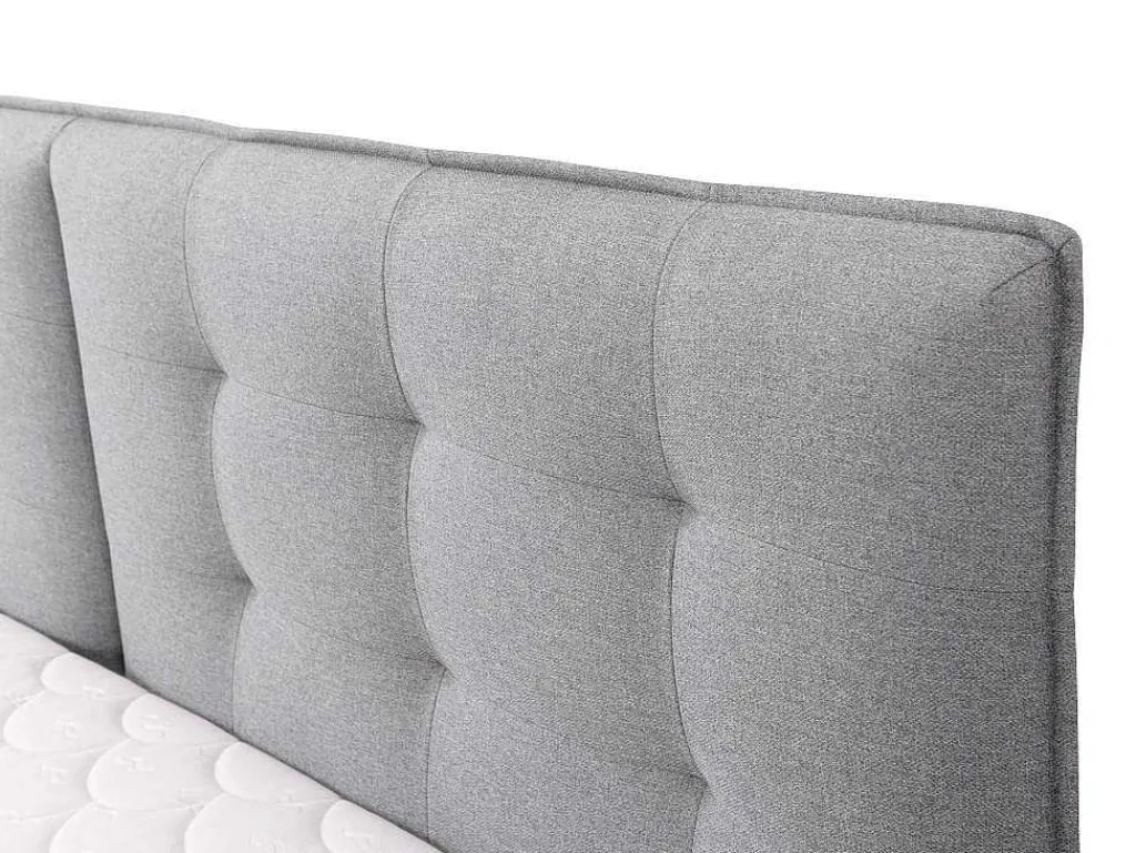 Set Boxspring Met Hoofdbord + Bedbodems Met Opbergruimte + Matras + Dekmatras - 160 X 200 Cm - Lichtgrijze Stof - Perama Van-Palacio Online