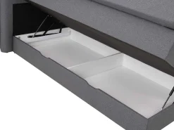 Set Boxspring Met Hoofdbord + Bedbodems Met Opbergruimte + Matras + Dekmatras - 160 X 200 Cm - Antracietkleurige Stof - Perama Van-Palacio Outlet