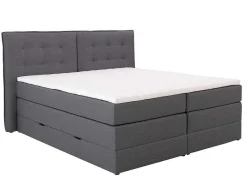 Set Boxspring Met Hoofdbord + Bedbodems Met Opbergruimte + Matras + Dekmatras - 160 X 200 Cm - Antracietkleurige Stof - Perama Van-Palacio Outlet