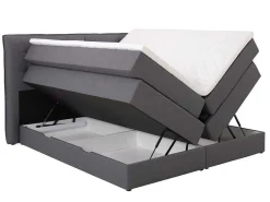 Set Boxspring Met Hoofdbord + Bedbodems Met Opbergruimte + Matras + Dekmatras - 160 X 200 Cm - Antracietkleurige Stof - Perama Van-Palacio Outlet