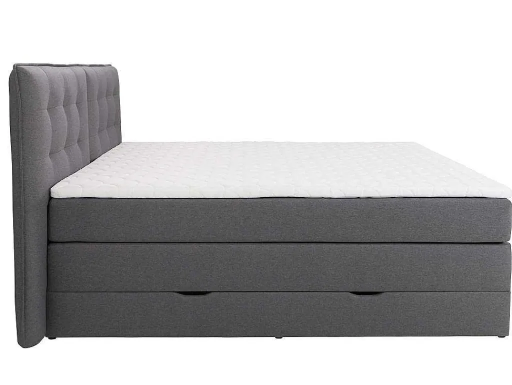 Set Boxspring Met Hoofdbord + Bedbodems Met Opbergruimte + Matras + Dekmatras - 180 X 200 Cm - Antracietkleurige Stof - Perama Van-Palacio Discount