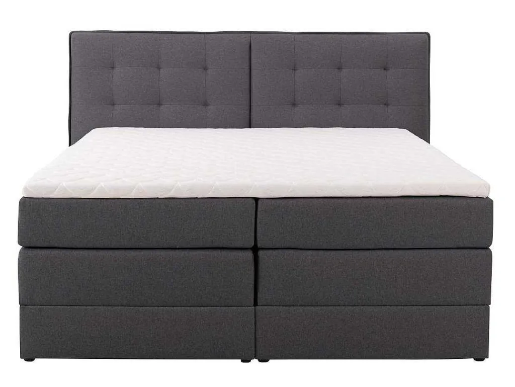 Set Boxspring Met Hoofdbord + Bedbodems Met Opbergruimte + Matras + Dekmatras - 180 X 200 Cm - Antracietkleurige Stof - Perama Van-Palacio Discount
