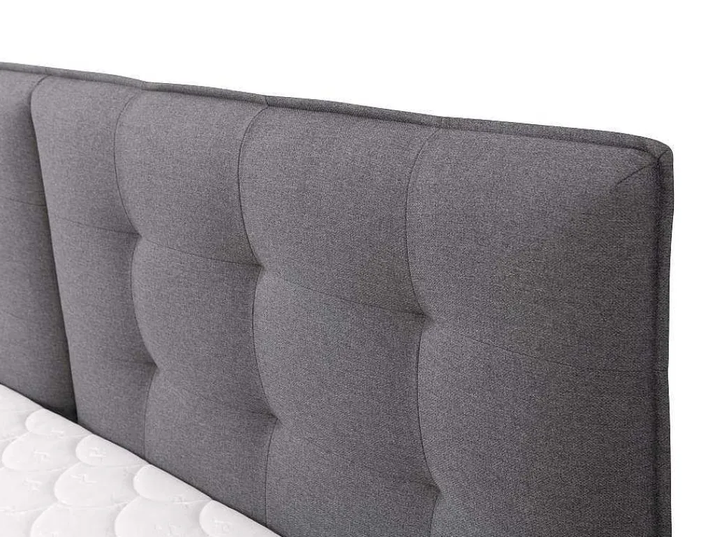 Set Boxspring Met Hoofdbord + Bedbodems Met Opbergruimte + Matras + Dekmatras - 180 X 200 Cm - Antracietkleurige Stof - Perama Van-Palacio Discount