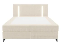 Set Boxspring Met Hoofdbord Met Ledverlichting + Bedbodem + Matras + Dekmatras - 180 X 200 Cm - Stof - Beige - Ono Van Ysmee-Ysmée Discount
