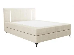 Set Boxspring Met Hoofdbord Met Ledverlichting + Bedbodem + Matras + Dekmatras - 180 X 200 Cm - Stof - Beige - Ono Van Ysmee-Ysmée Discount