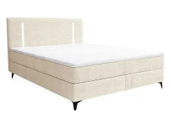 Set Boxspring Met Hoofdbord Met Ledverlichting + Bedbodem + Matras + Dekmatras - 180 X 200 Cm - Stof - Beige - Ono Van Ysmee-Ysmée Discount
