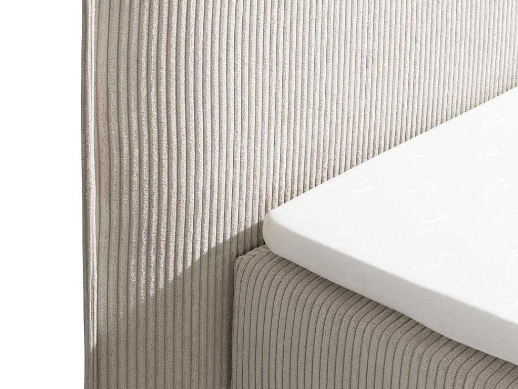 Set Boxspring Met Hoofdeinde + Bedbodems Met Opbergruimte + Matras + Dekmatras - 2 X 80 X 200 Cm - Ivoorwit Ribfluweel - Rhoda Van-Palacio Discount